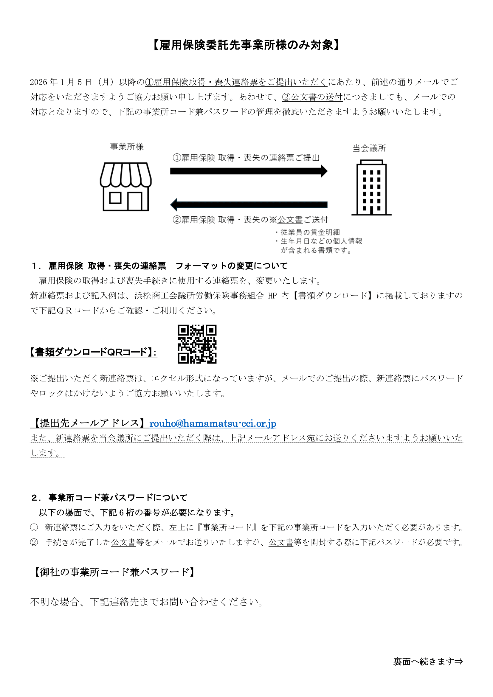 雇用保険委託先事業所様のみ対象（１）